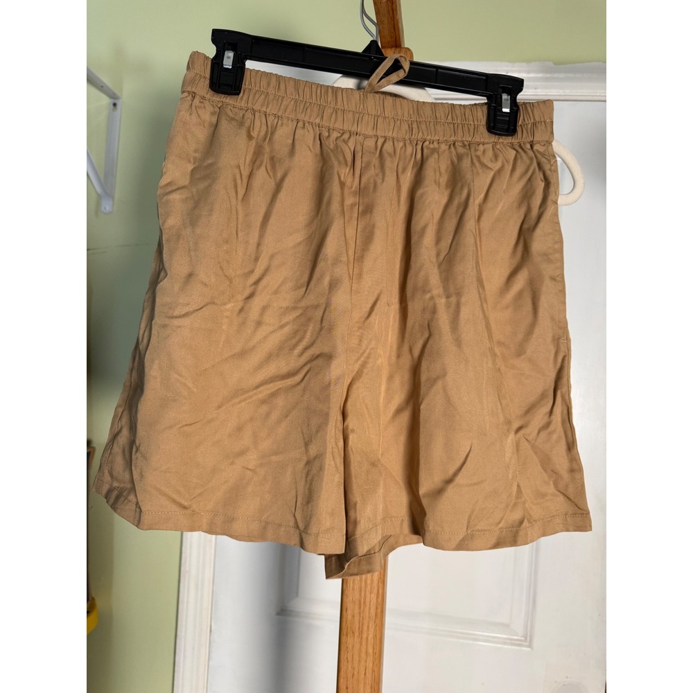 The Drop Womens Tan Elastic Waist Casual Pull On Shorts Size S NWT